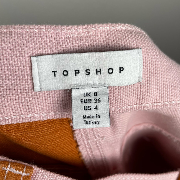 Topshop Jeans Womens 4 Pink Orange Carpenter Straight Leg High Rise Skater Prep - Picture 5 of 9